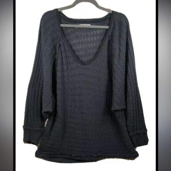 We The Free Back Fringe Trim V Neck Crochet Lightweight Sweater Boho Cotton - Picture 4 of 8